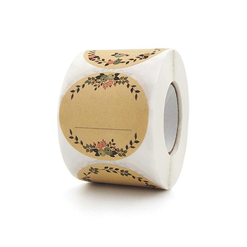 

500 шт./рулон крафт-бумаги цветы этикетка с благодарностью наклейка для подарочной карты упаковка для вечеринки выпечка малый бизнес свадебный декор 1 Roll разноцветный