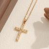 Women's Adjustable Stainless Steel Zirconia Cross Clavicle Necklace