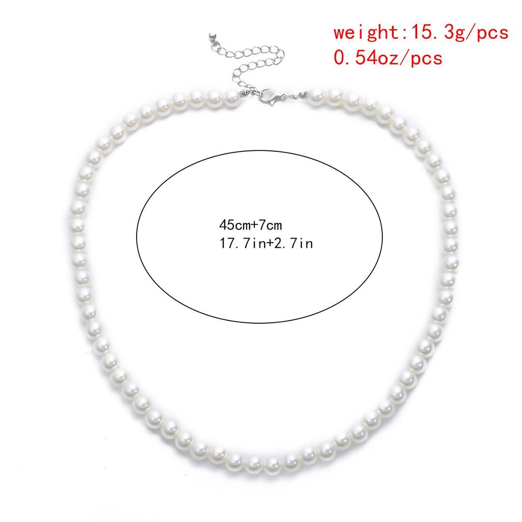 Simple Imitation-Pearl Beaded Short Choker Necklace for Men Trendy White Beaded Chains On Neck Accessories Fashion Jewelry