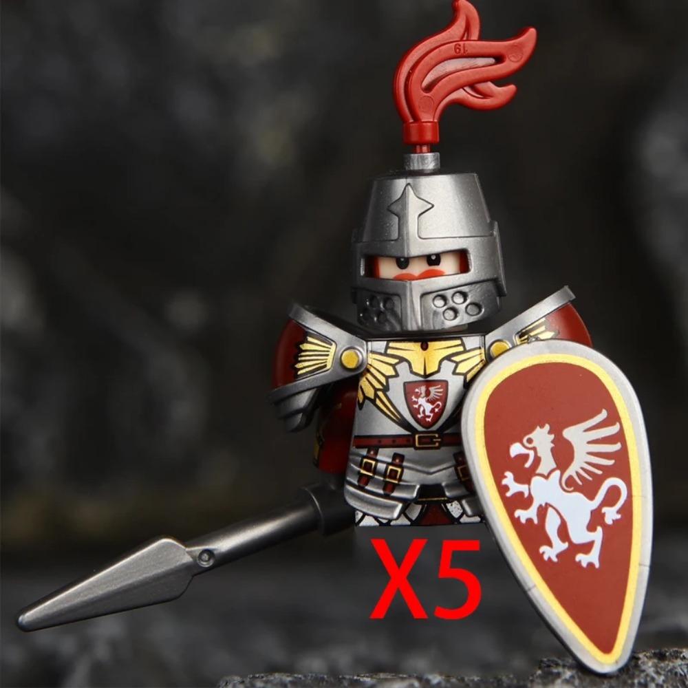 Figuras de Soldados de Castelo Militar Medieval Blocos de Construção Roma Cavaleiro Leão Arma Guerreiro Espada Infantaria Capacete Modelo Tijolos Brinquedos