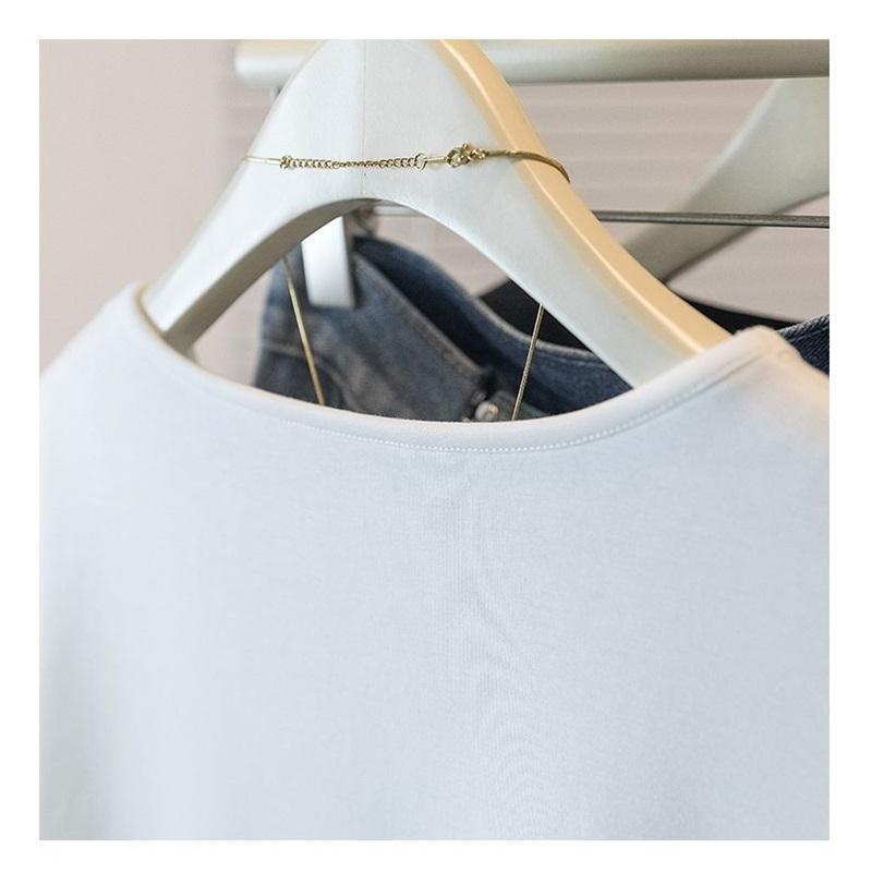 T-Shirt for Women Summer Plus Size Long Sleeve Top Round Neck Casual Stretch Loose-Fit T-Shirt