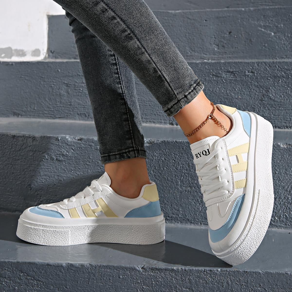 

Spring and Autumn New Round Toe Comfortable Casual Sports Shoes Fashionable Shallow Mouth Lace Up Vulcanized Shoes for Women 36