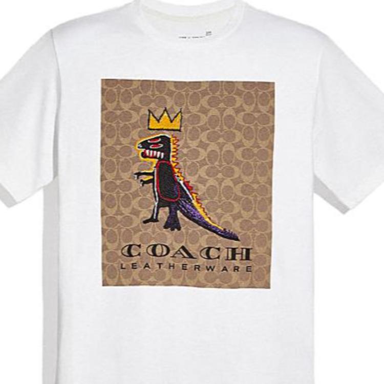 Coach X Jean-Michel Basquiat Collaboration SS23 Cartoon Print Crew Neck Short Sleeve T-Shirt Men Tops 6669-WHT