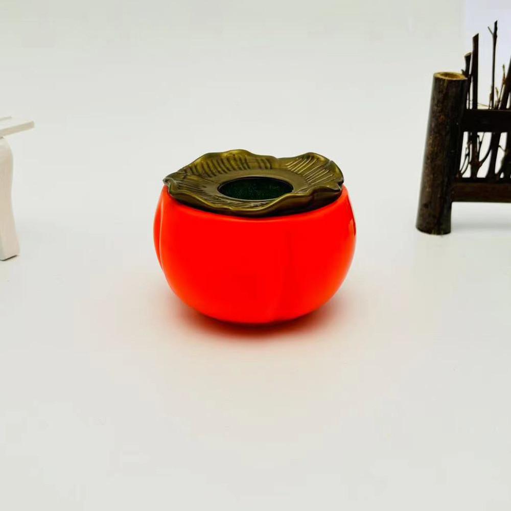 

Miniature Faux Persimmon Flower Vase With Plastic Finish For Holiday Table Decor Orange Small