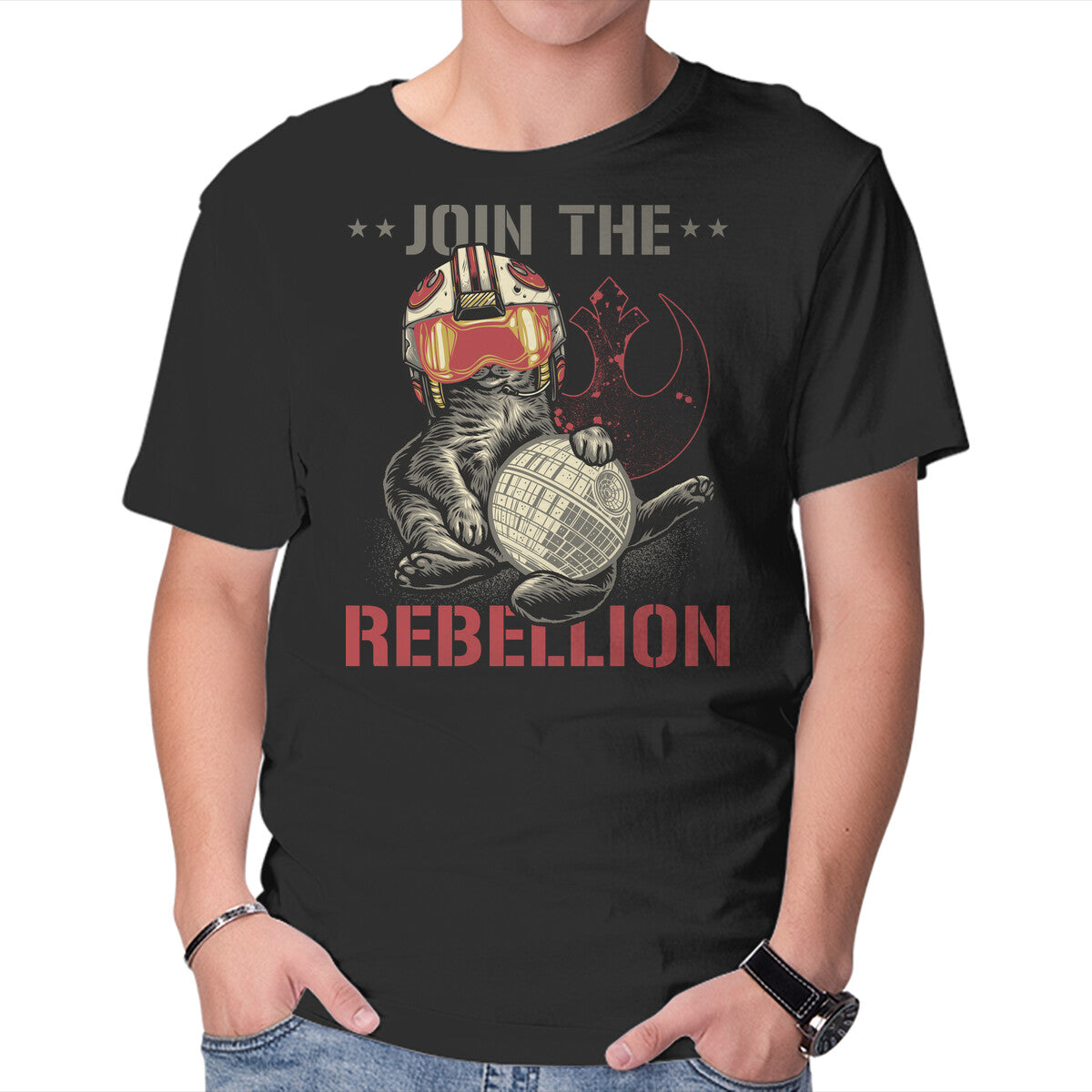 Unisex Crew Neck T-Shirt Join The Cat Rebellion Graphic Short Sleeve Casual Tee XXXL
