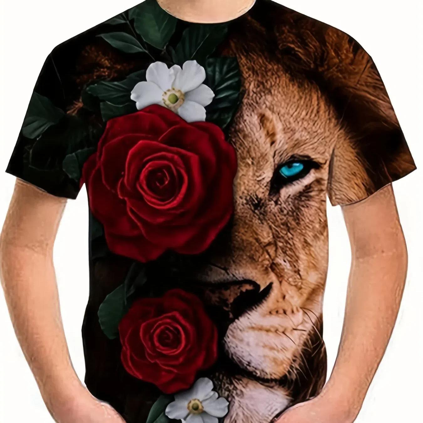 

Детская одежда для мальчиков - футболка Cool Lion 3D Print T-shirty Футболка для мальчика Топы Футболки с коротким рукавом Одежда 160