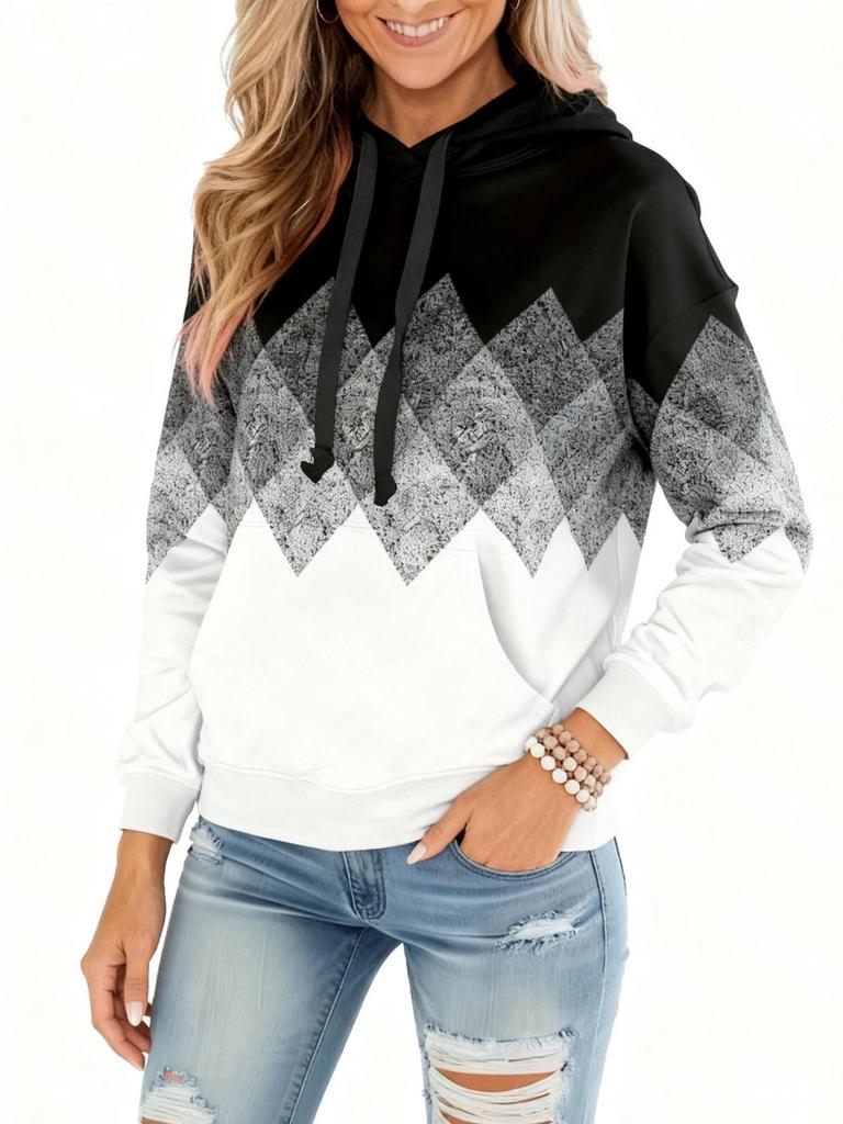 Neuer Farbverlaufs-Hoodie - Europäischer/Amerikanischer Stil, Vielseitige Herbst-/Wintermode mit Kordelzug