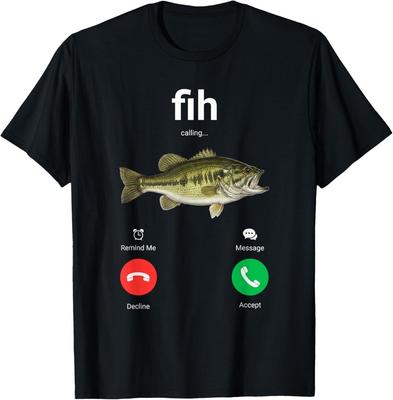 Fih Calling Decline Accept Funny Phone Call Misspelled Fish T-Shirt