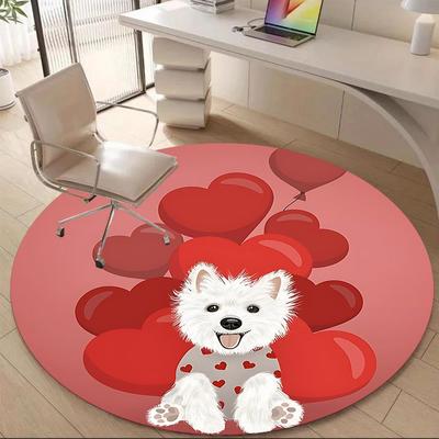 1 pièce Tapis Rond de Bureau Thème Amour, Tapis Adapté Pour Bureau, Sous les Chaises de Bureau Chambre à Coucher Salon Décoration de la Maison, Déco de Pièce