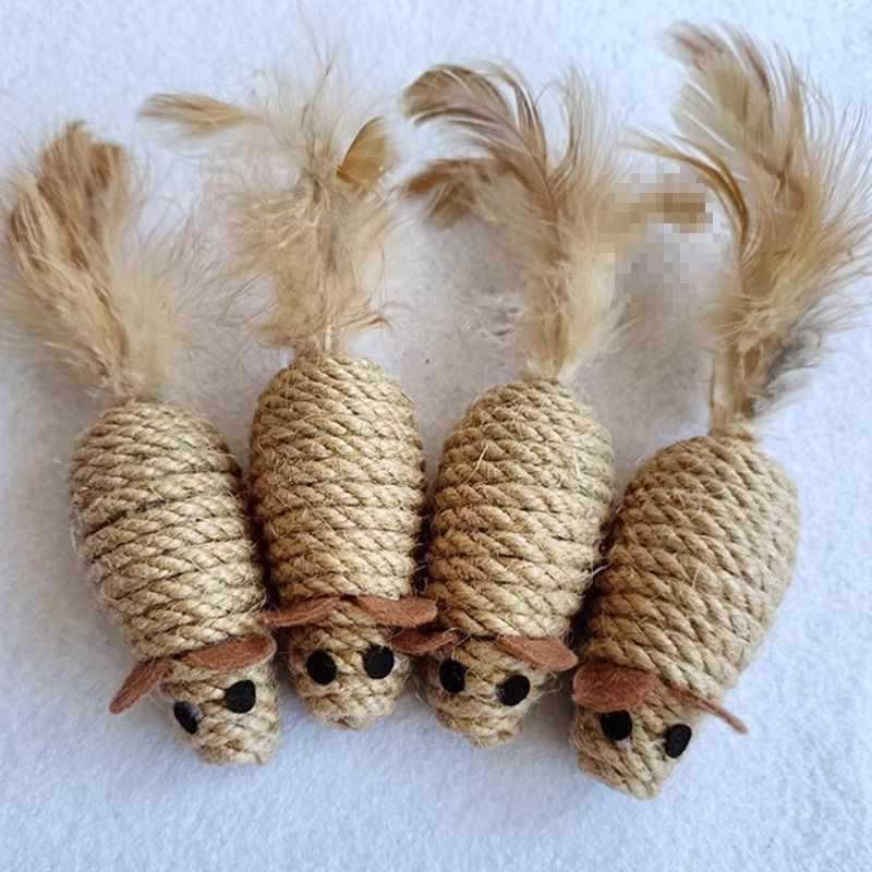 Hot-Selling Feather Mouse & Bell Sisal Toy: Irresistible Fun for Kittens