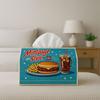 2D Flat 1pc Retro Americana Pop- Decorative Tissue Box, Vintage Burger And Soda - Suitable for Home, Parties, Cars, Kitchens & Bathrooms - Tissue Hold