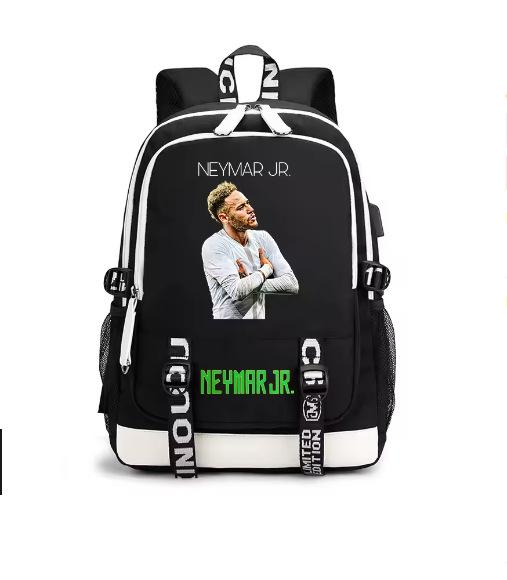 Neymar Neymar Football Print Student Bag Usb Backpack Leisure Outdoor Travel Bag