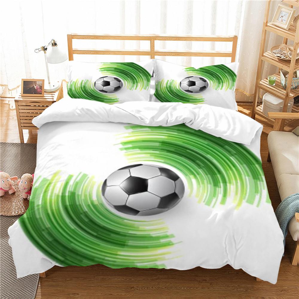 Bettwäsche-Set, 2/3-teilig, Bettbezug, 3D-Fußballdruck, Heimbettwäsche, Polyester-Mikrofaser, waschbar, für Schlafzimmer