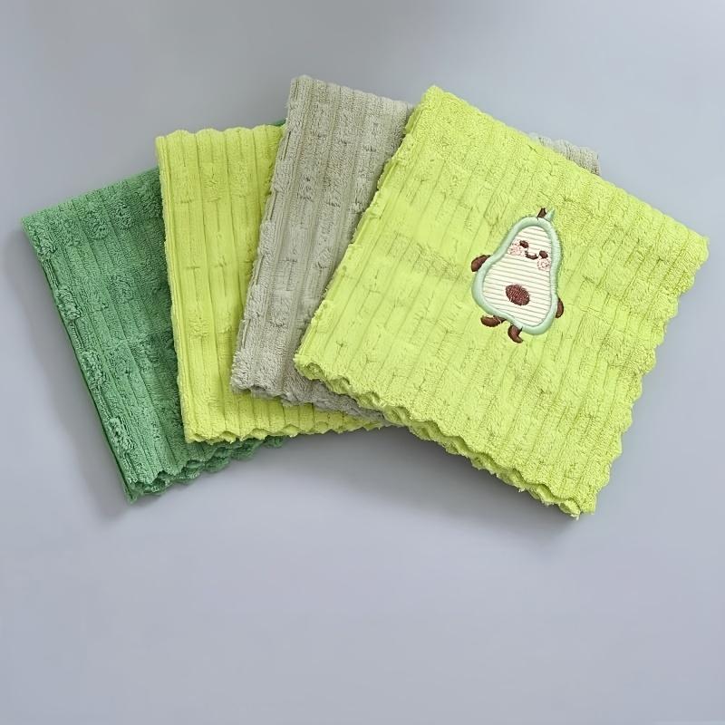 Avocado-Themed Coral Square Towel - Soft Absorbent Nylon Fruit Kitchen Cloth Suitable for Dish Drying, Hand Towels & Avocado Decor