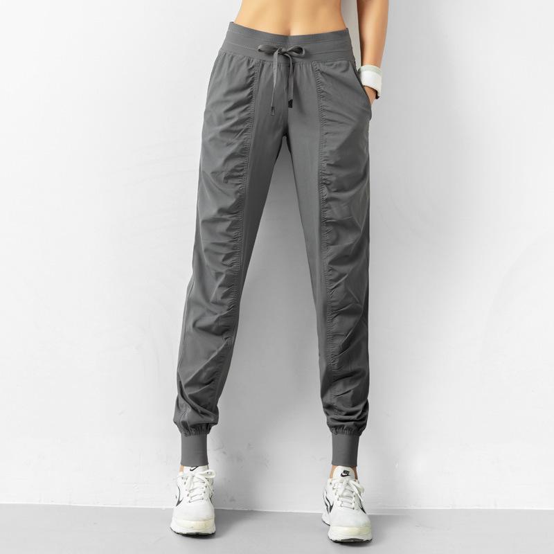Lulu Women's Lightweight Quick-Dry Pleated Joggers - Breathable, Loose, Slimming, Casual Fitness Pants for Summer Running
