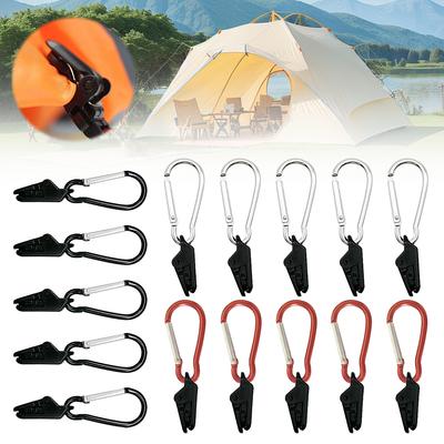 10Pcs Camping Tarp Clips with Carabiner Hanging Hooks Tent Securing Clip Windproof Safety Clip for Outdoor Grill Camping