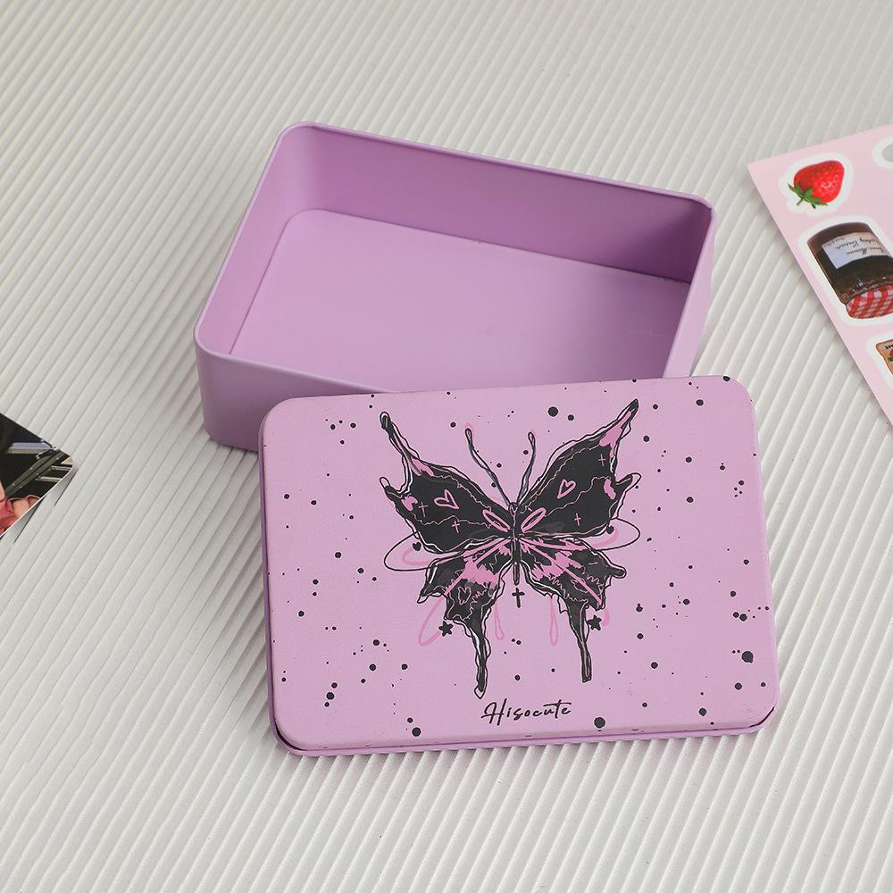 Ins Style Girl DIY Hand Account Sticker Goo Card Storage Box Student Desktop Finishing Star Card Storage Iron Box