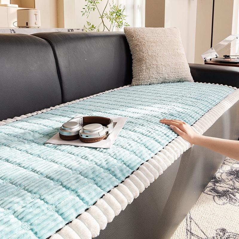 Nordic Plush Winter Sofa Cushion - Thickened, Non-Slip, Rectangular Bun Design.