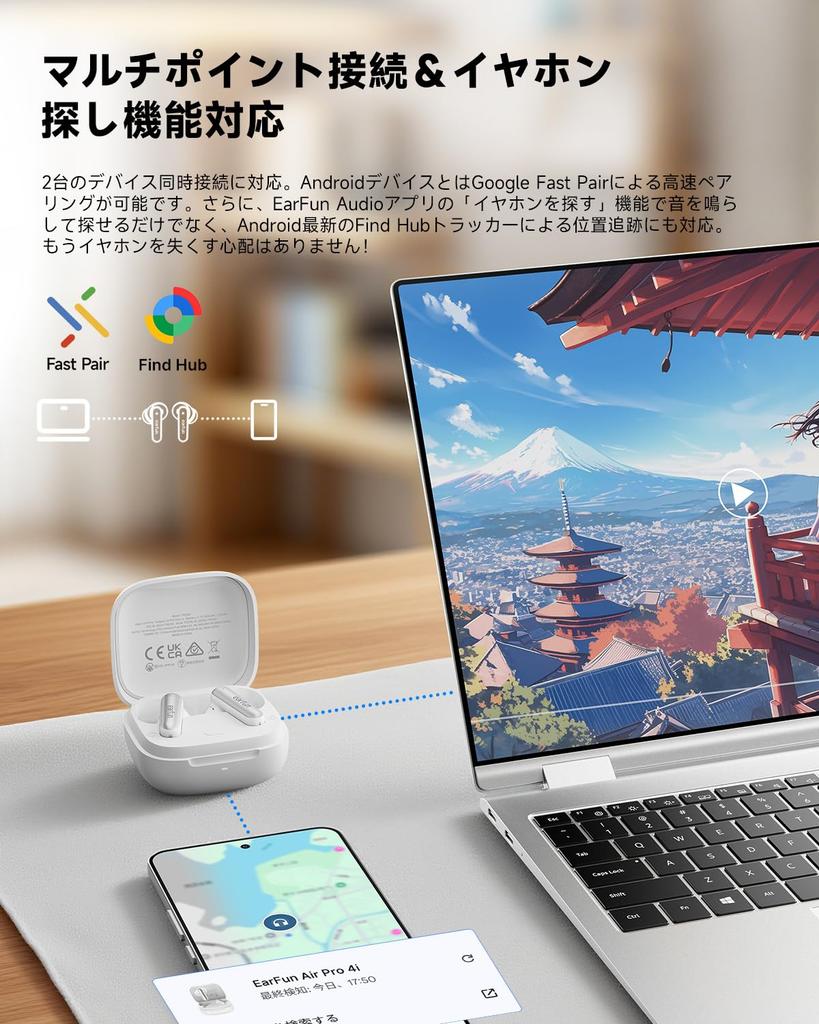 2025 SUMMER Gold Award EarFun Air Pro 4i Wireless Bluetooth 50dB Hybrid LDAC 3D 11mm Titanium Composite Diaphragm 40 Hours of AI Wireless IP55