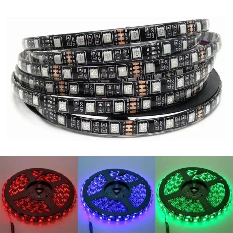 

RGB светодиодная лента SMD 5050 5V светодиодная лента гибкая черная печатная плата подсветка для телевизора лента лампа для освещения и украшения комнаты 1м 2м 3м 5м No Waterproof&1m 5V