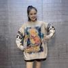 Korean Designer Heavy Duty Hooded Long Sleeve Sweater for Women - Autumn Knitwear Slimming Top with Print