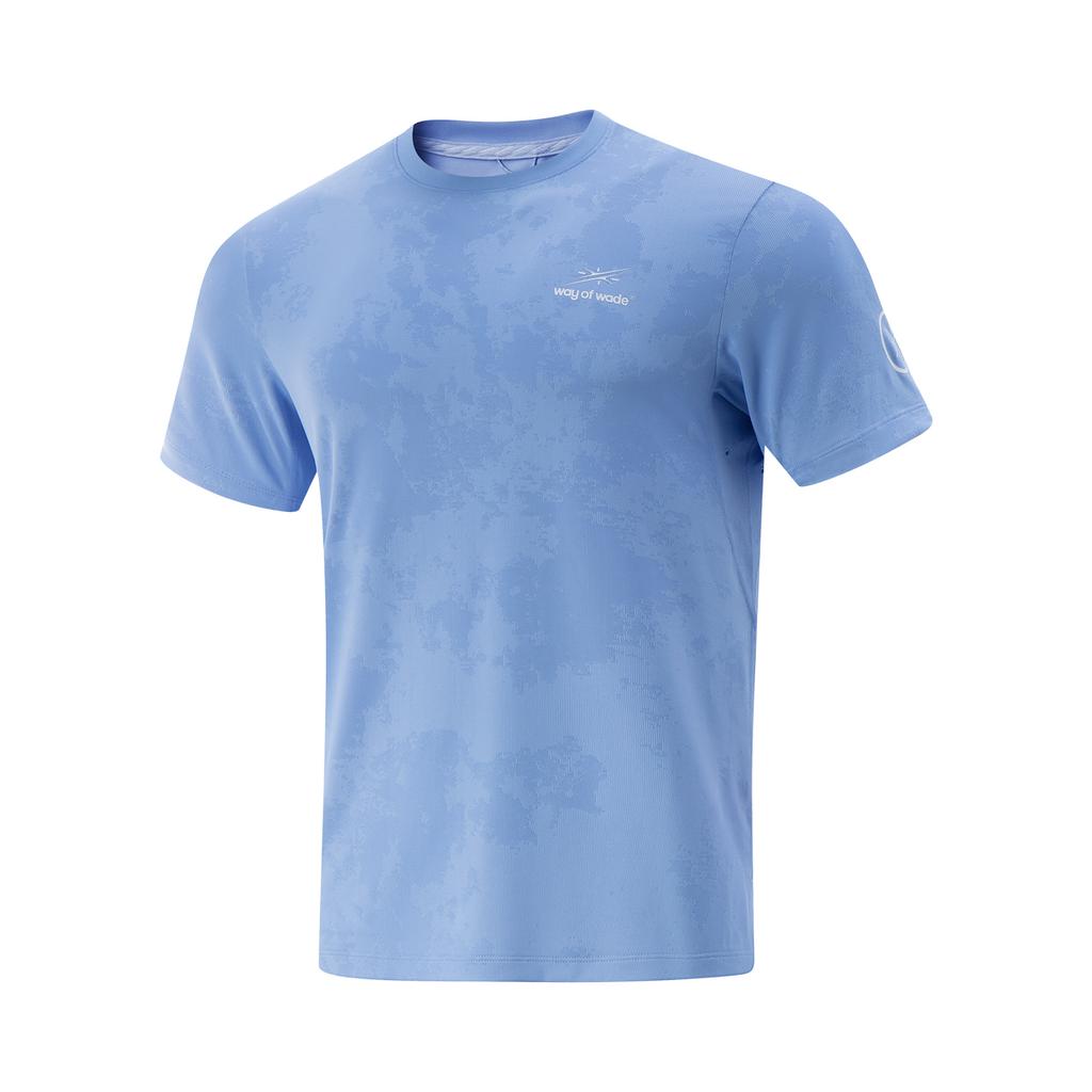 Li-Ning Basketball Series Letter Round Neck Breathable Versatile Short Sleeve T-Shirt Men Tops Sky-Blue ATSV059-3