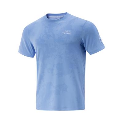 Basketball Series Letter Round Neck Breathable Versatile Short Sleeve T-Shirt Men Tops Sky-Blue ATSV059-3