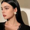Hepburn Retro Cotton Big Pearl Stud Earrings Femininity Earrings French Light Luxury High-End Earrings
