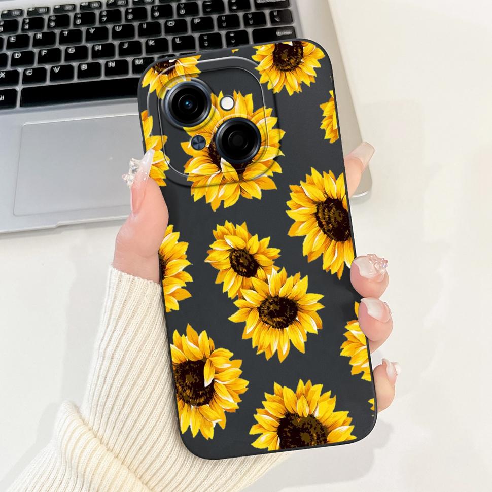 For Tecno Spark Go 1 Case Stylish Sunflower Butterfly Soft Silicone Phone Case For Tecno SparkGo 1 GO1 6.67" Cover Bumper