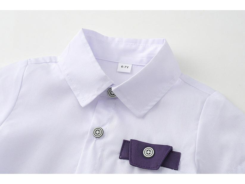 Summer European & American Style Boys' Short-Sleeve Shirt and Overalls Set