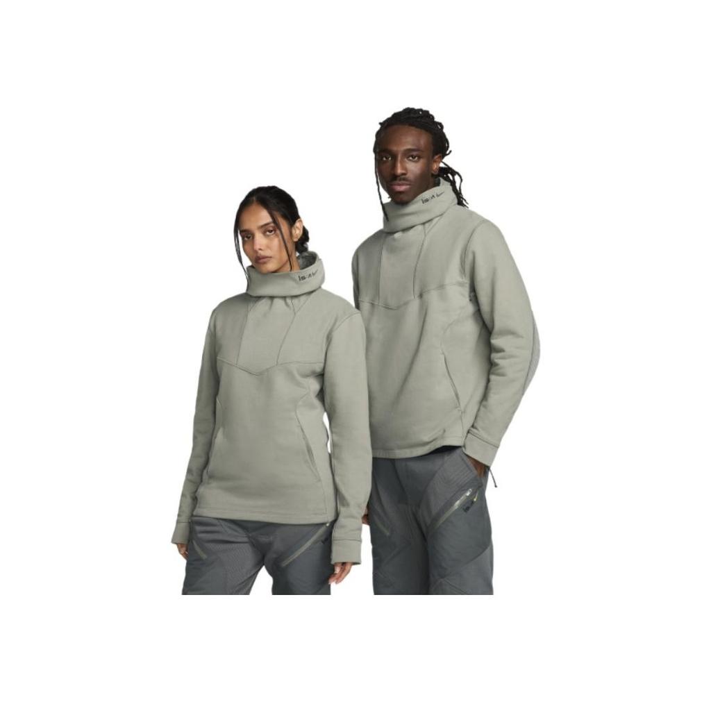 Nike ISPA Patchwork Hooded Pullover Long Sleeve Sweatshirt Unisex Tops Dark-Mud-Gray FJ7351-053