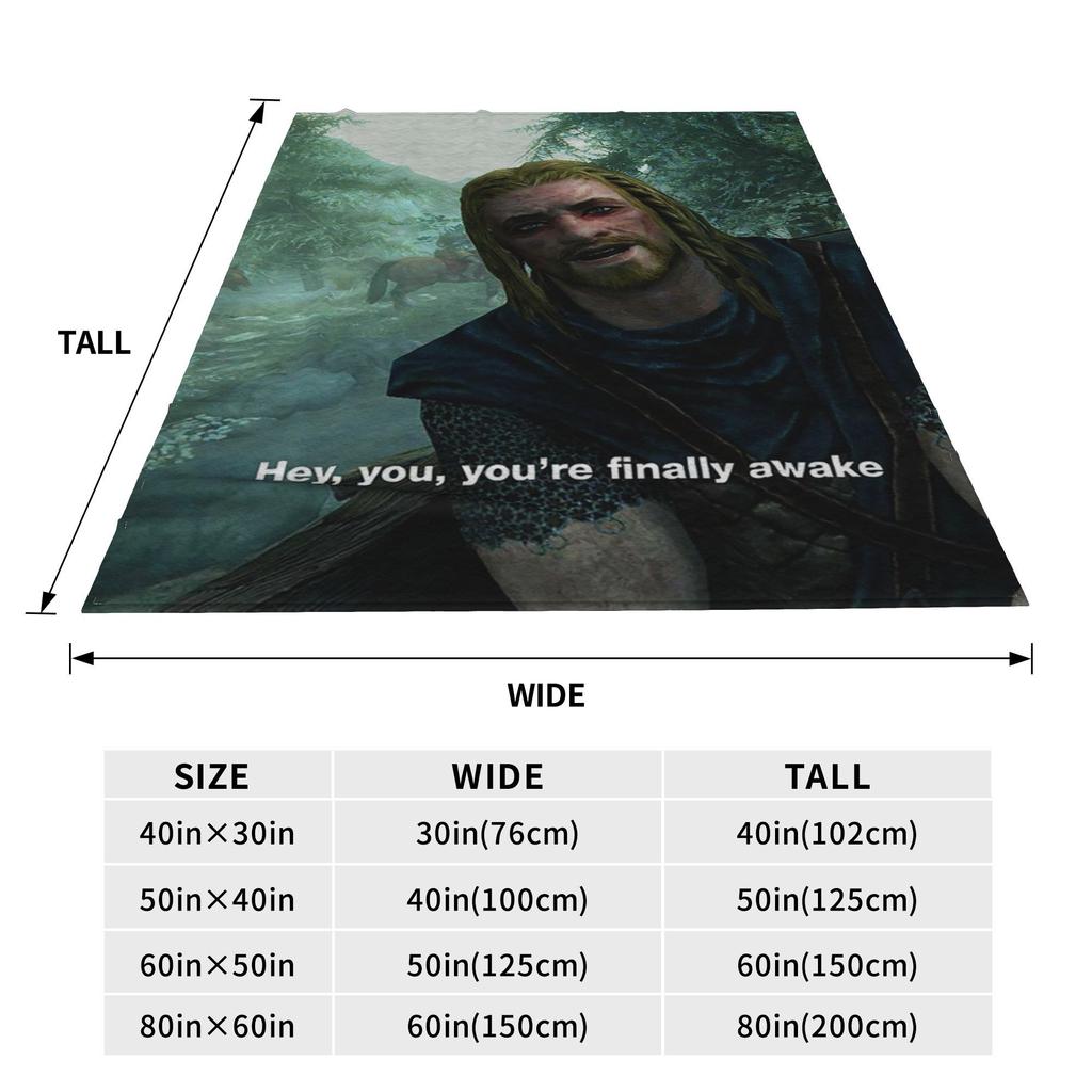 Hey Sen Nihayet Uyandın Skyrim Meme Battaniyeleri Yumuşak Sıcak Flanel Atkı Battaniye Peluş Yatak Oturma Odası Piknik Seyahat Ev İçin