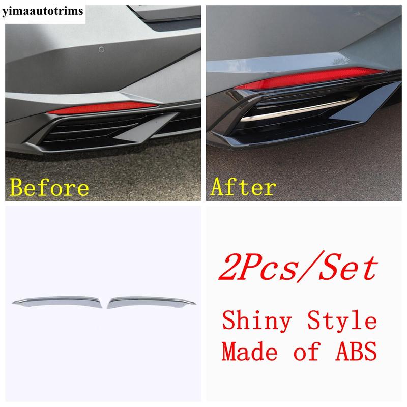 2PCS Chrome Rear Bumper Fog Light Lamp Decoration Cover Trim For Hyundai Elantra Avante CN7 - Car Accessories Exterior