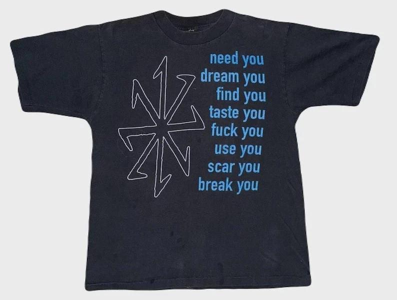 

Vintage Nine Inch Nails Eraser Lyrics Rock Grunge Tour TShirt Two Sides Reprint Unisex T-Shirt M