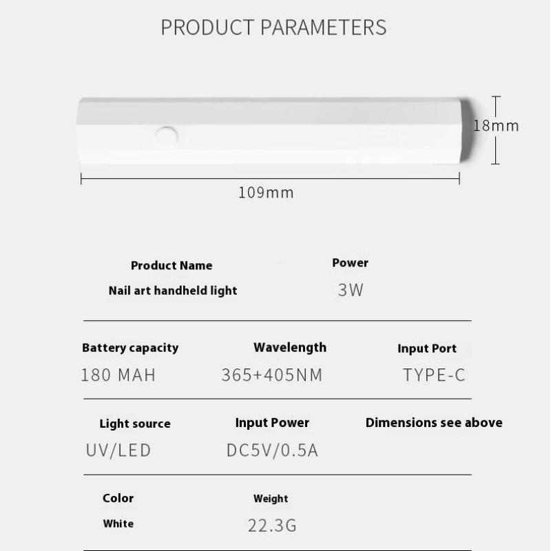 1 Set Chargeable Nail Dryer Machine Uv Led Nail Lamp Timing Display Handheld Mini Nail Lamp Family Quick Dry Flashlight Pen