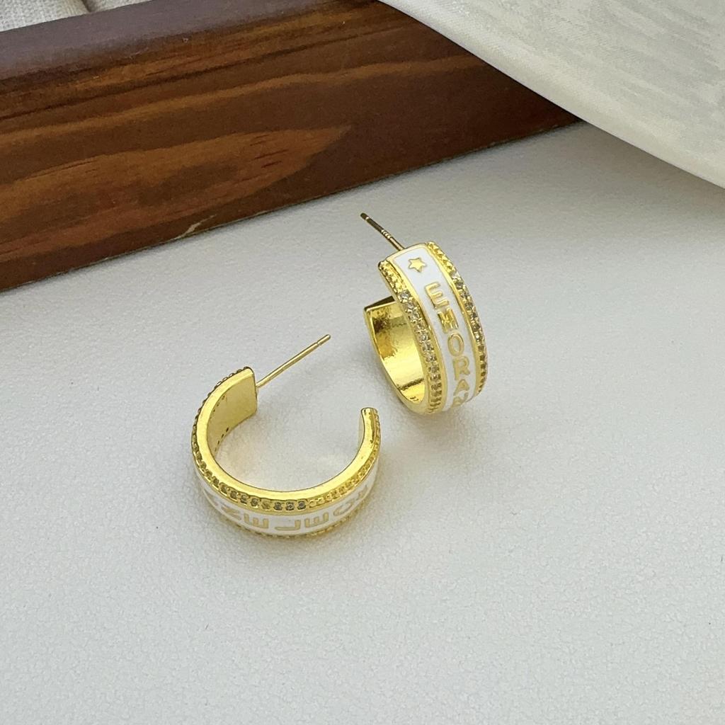 High-End Zircon Letter Stud Earrings: Elegant, Versatile Women's Jewelry