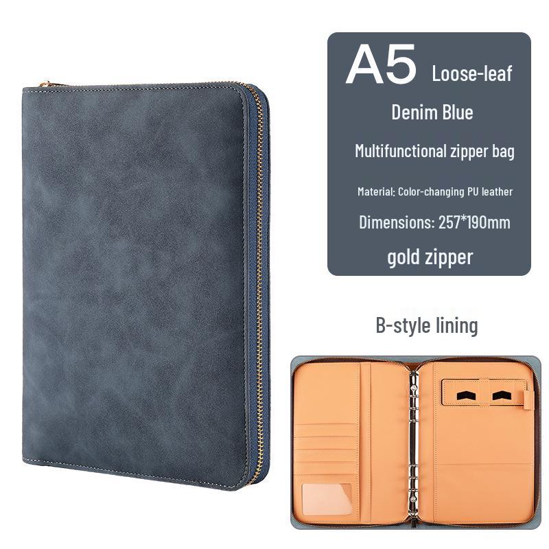 Custom Business Notebook with Zipper Bag - Multifunctional A6/B5 Notepad & Manager Folder