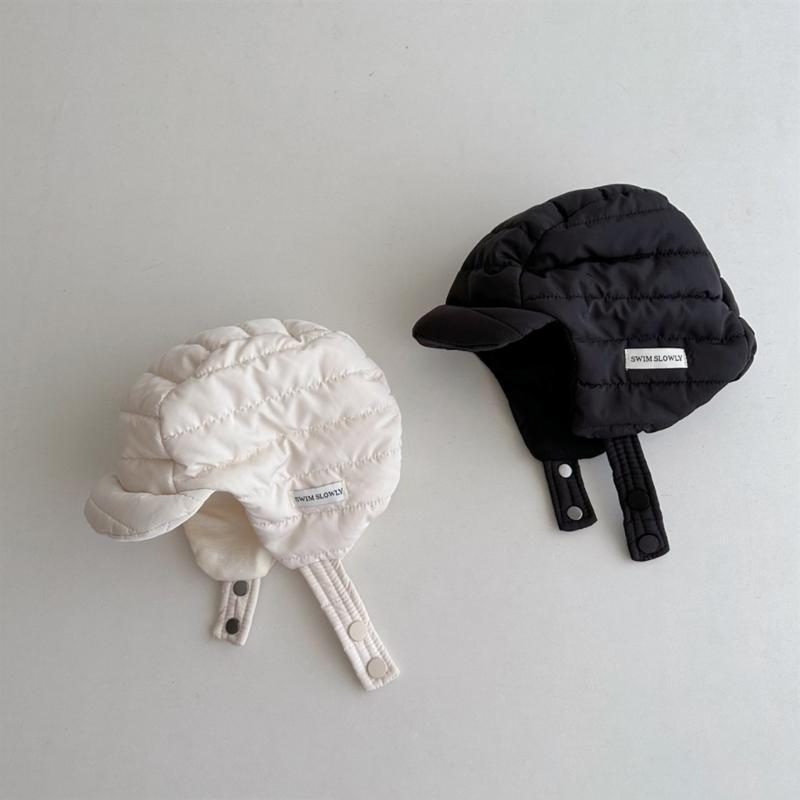 Stylish Baby Hat Autumn Winter Warm Pilot Beanie Cap Cotton Earflap Bonnet Hat Solid Windproof Headwear for 1-4 Years