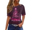 Women's Fashionable Casual Short Sleeve Christmas Print Round Neck Pullover Top