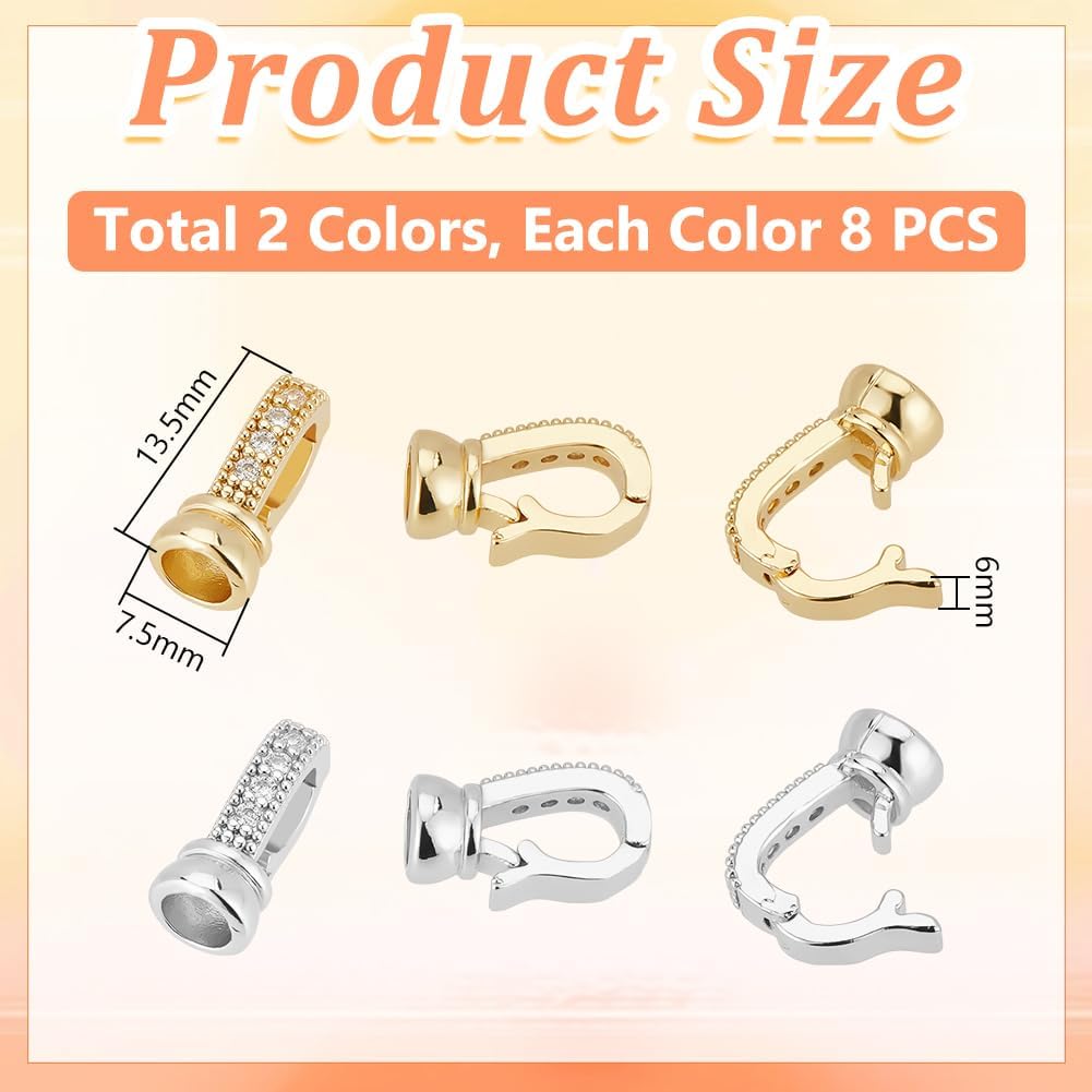 

UNICRAFTALE 16 шт. 2 цвета Застежки-клипсы Металл Микропаве Кубический цирконий Застежка-клипса Кристалл Стразы Удлинители для браслетов Удлинитель