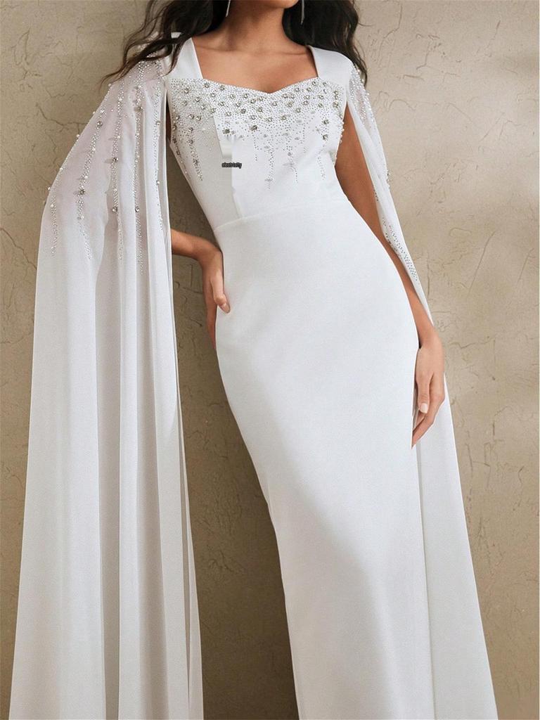 Luxury Beaded Chiffon Dress for Middle Eastern, European, & American Muslim Women