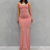 Party Strap Dress for Women's Clothing High-end Streetwear Bag Sexy Slim Fit Milk Silk Long Fish Tail Casual Dresses