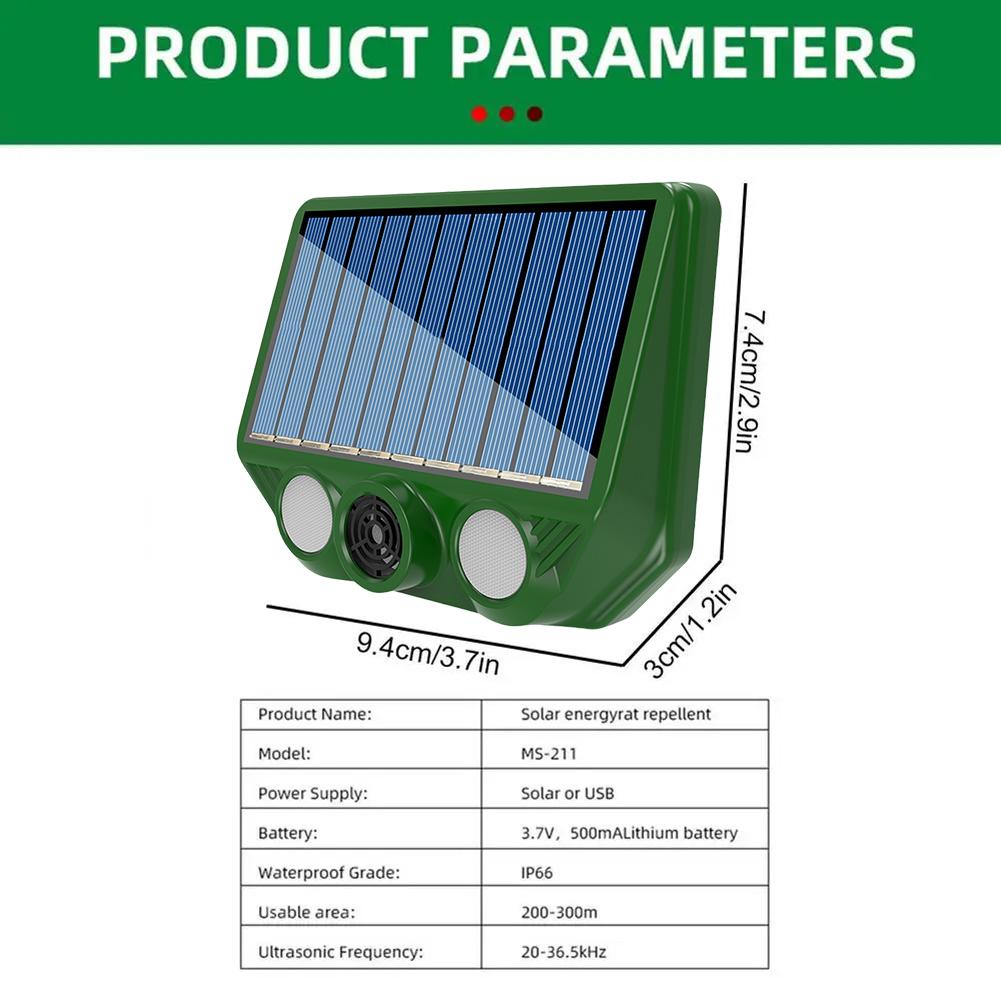 1-3PCS Solar Animal Repellent Scarer Ultrasonic Animals Sonar Repellent Outdoor Pest Sensor Deterrent Dog/Cat/Bird Frighten