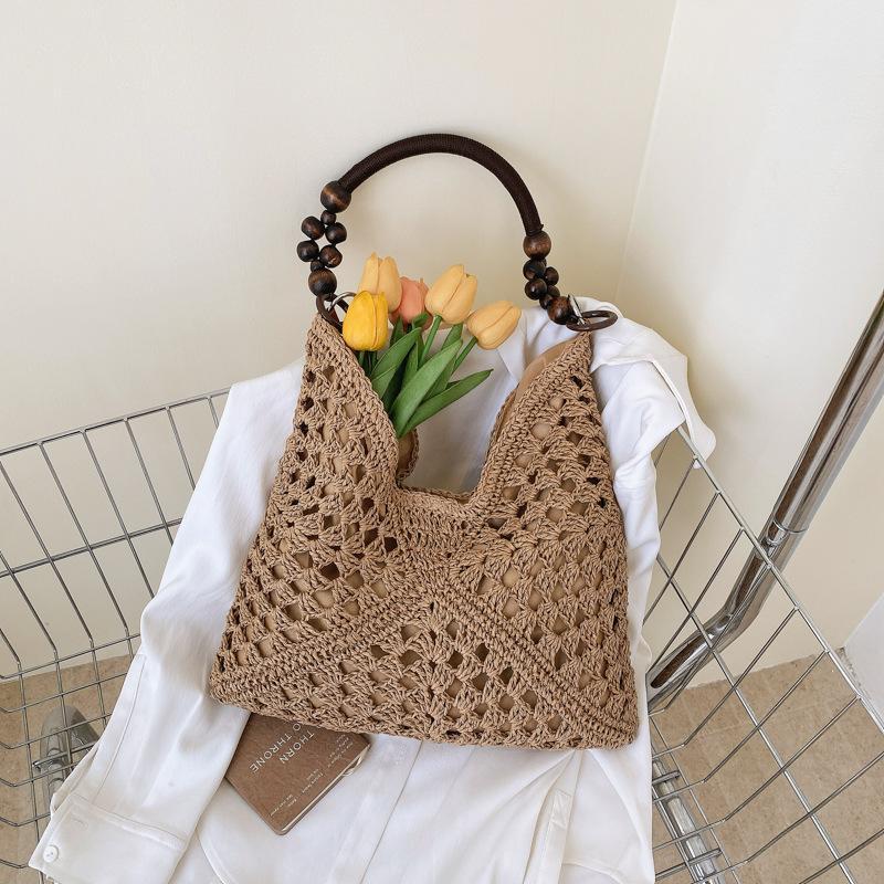 Fashion Lazy Versatile Woven Bag New Women'S Large Capacity Tote Bag Summer Beach Vacation Shoulder Bag For Commute