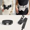 Wide Faux Leather Belt For Women With Square Buckle Handmade Beaded Decor For Autumn Winter Fashion