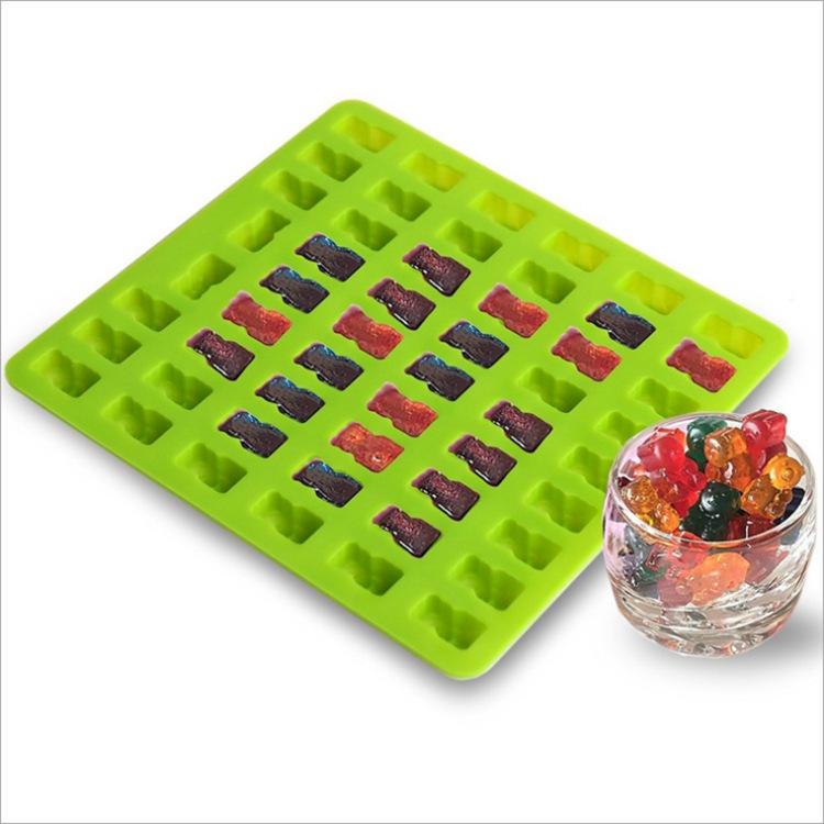53-Hole Cartoon Bear Silicone Mold for Ice, Chocolate, Gummy & Candy