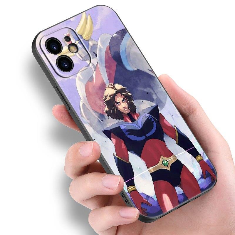 UFO Roboter Grendizer Telefon Fall Für Apple iPhone 14 13 12 Mini 11 Pro Max 7 8 XR X XS 7 8 Plus SE 2020 2022 Schwarze Abdeckung