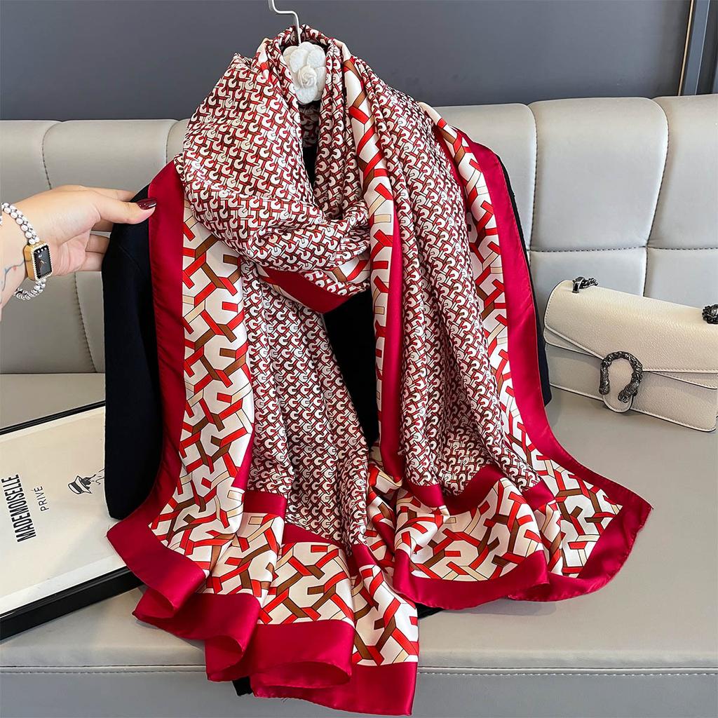 Women 180*90cm Fashion Beautiful Soft Silk Scarves Female Lady Shawl Hijab Wrap Foulard Bandanna Muffler Beach Pareo
