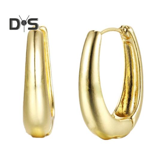 1 Pair Huggie Earrings Retro Geometric Solid Color Anti-allergy Electroplated Lightweight Stainless Ear Decoration Jewelry Commute Ear Hooks