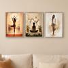 Livin'luxe Set of 3 Yoga Meditation Women Wall Paintings for Living Room Bedroom Home Decor with Premium Wooden Color Synthetic Frame
